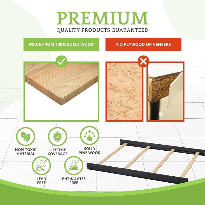 Full-Size Conversion Kit Bed Rails Compatible with Simmons Kids Convertible Cribs by Delta Children - Solid Wood Rail - Toddler & Adult Bed Rail for Full-Size - Nursery Furniture (Black, HOOK-ON KIT)