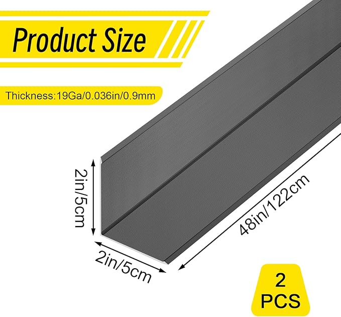 2PCS Black Aluminium Wall Corner Protector Guard 1.6x1.6x48” Corner Trim Molding L Metal Edge Protectors for Walls Corner Guards