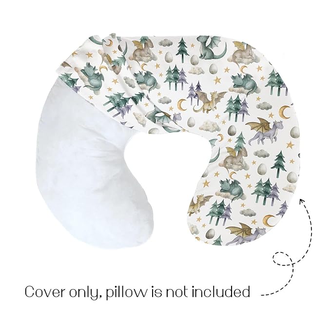 HawSkgFub Watercolor Cute Dragon Fairy Tale Nursing Pillow Cover for Baby Boys, Cloud Moon Star Dragons Egg Breastfeeding Pillow Slipcover, Nursing Pillowcase for Newborn Infant, Cover Only