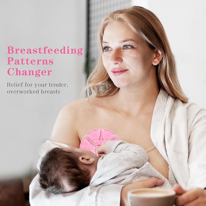 Breast Therapy Packs, 2 Pack Reusable Hot Cold Gel Packs for Nipple Pain Relief, Mastitis, Engorgement, Support for Breastfeeding and Pump Aid-Flexible & Washable with 2 Soft Covers (Pink)