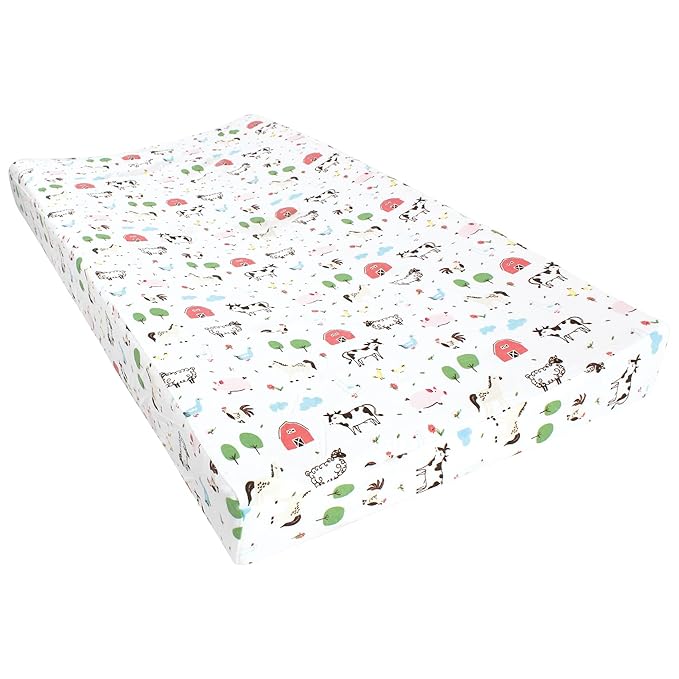 Hudson Baby Unisex Baby Cotton Changing Pad Cover, Girl Farm Animals, One Size