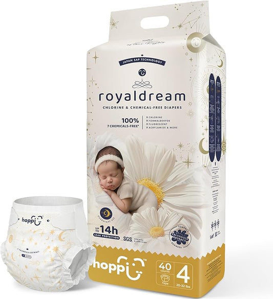 Hoppi Baby Diapers, Size 4 Tape Style Disposable Diaper | Ultra Absorbent Overnight Protection | Hypoallergenic for Sensitive Skin | 20-31 lbs, 40 Count