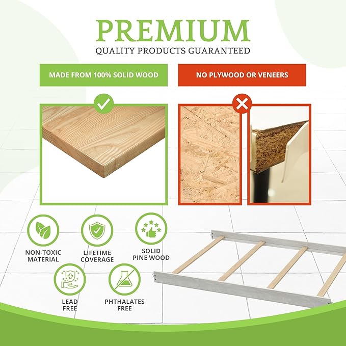 Full-Size Conversion Kit Bed Rails for Oxford, Soho, Ozlo & Avalon Baby Convertible Cribs - Solid Wood - Toddler & Adult Rail for Full-Size Bed - Nursery & Baby Furniture (Antique Silver, Hook-On Kit)