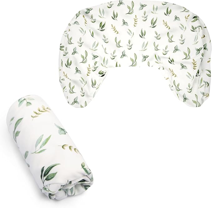 Boppy Nursing Pillow Cover, Organic Green Leaves, Single Cover, Easy-On Slipcover with Gentle 100% Organic Cotton Fabric for The Redesigned Nursing Pillow