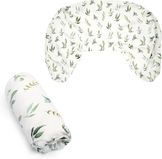 Boppy Nursing Pillow Cover, Organic Green Leaves, Single Cover, Easy-On Slipcover with Gentle 100% Organic Cotton Fabric for The Redesigned Nursing Pillow