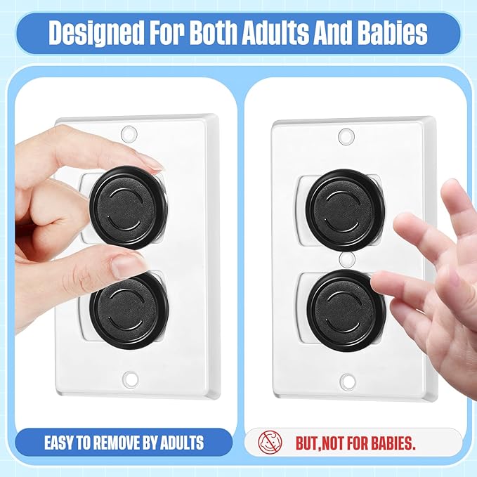 Thyle 100 Pcs Baby Proofing Outlet Covers Bulk Improved Grip Socket Guards for Child Safety Standard Universal Electrical Plug Protectors for Home Office Daycare (Black)