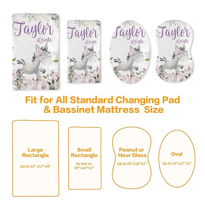 Custom Changing Pad Cover Set - Jersey Knit Comfy CozyUltra Soft Unisex Diaper Changing Table Covers with Personalized Name for Baby Boys Girls - Waterproof Ultra Soft 4 Pcs Set Style12