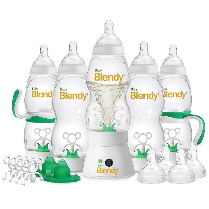 Baby Bottles - Best Infant to Toddler Milk Feeding Containers with Anti-Colic | Air Vent System - with Blender Mixer for Babies Newborns Infants Toddlers | (6-12 Months) Elite Bundle