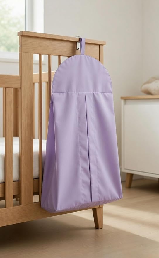 Light Purple Hanging Baby Diaper Caddy Organizer for Changing Station; Baby Nursery Décor for Girls; Diaper Stacker with Hook for Easy Reach - Safe Diaper Changes; Portable, Washable and Foldable