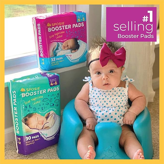 Sposie Diaper Booster Pads - Overnight Diaper Inserts Size 4-6 & N-3