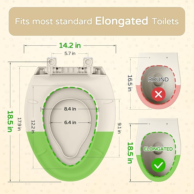 YASFEL Built in Potty Training Toilet Seat for Toddlers, Kids & Adults Biscuit Plastic Toilet Seats Elongated Slow Close with Magnets(Almond, 18.5”)