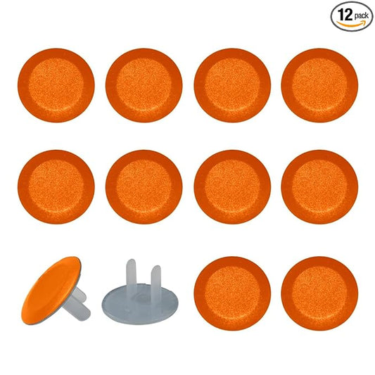 Pure Dark Orange Color Pattern Outlet Covers Baby Proofing Safe & Secure Electric Plug Protectors | Sturdy Childproof Socket Covers for Home & Office | Easy Installation | Protect Toddlers & Babies