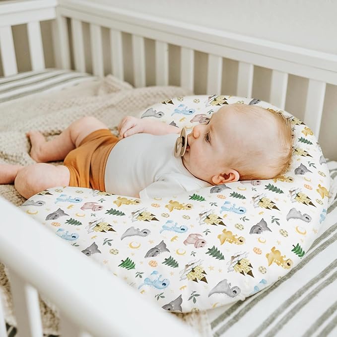 Cute Dragon Fairytale Baby Nursing Pillow Covers for Boy Girl Dragons Eggs Castle Moon Stars Trees Nursing Pillowcase for Breastfeeding Pillows Fantasy Animal Soft Stretchy Slipcover for Newborn