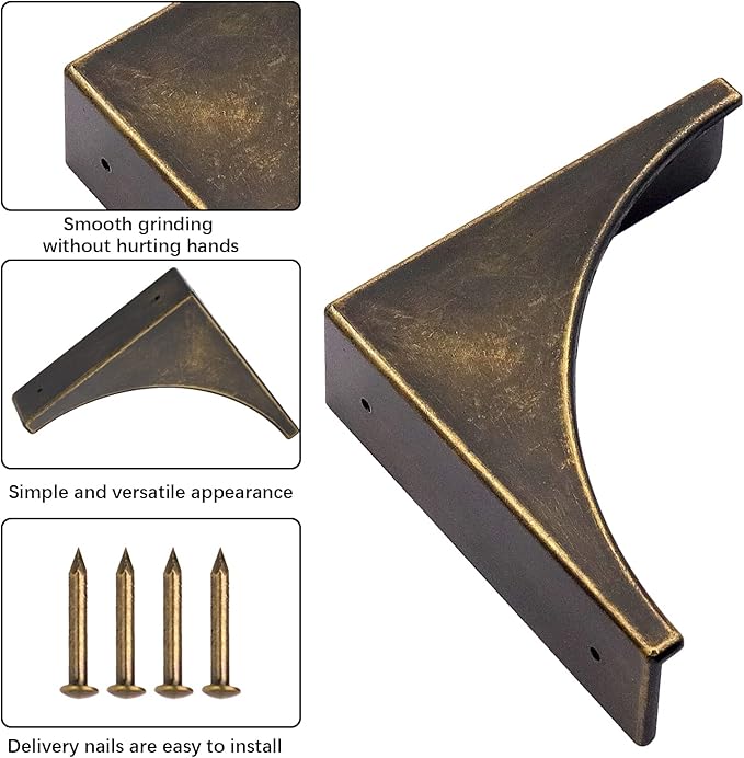 Box Edge Corner Guards Decorative Furniture Corner Protectors Edge Safety Protector Furniture Corner Bumpers Box Cabinet Case Edge Cover Home Hardware Accessories Pack of 4 Bronze