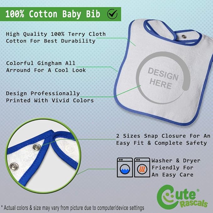 Cute Rascals Toddler & Baby Bibs Burp Cloths Christian Jesus Loves Me Christian God Cotton Baby Items for Baby Girl & Boy White Royal Blue Design Only