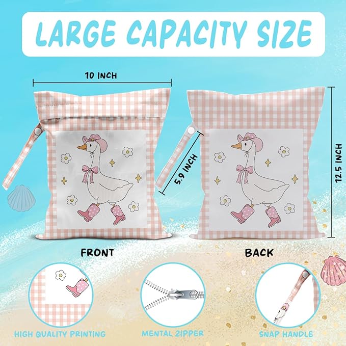 Wet Bag for Baby Swimsuit Kids Wet Dry Bag for Breast Pump Parts Diaper Bag Toiletries Daycare Organizer Beach Vacation Essentials Pink Silly Goose Plaid Travel Laundry Bags