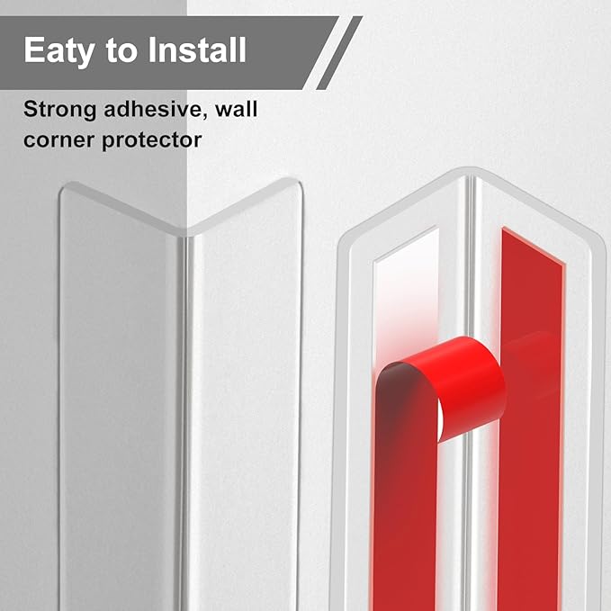 Wall Corner Protector, Clear Self-Adhesive Corner Guards, Edge Protector for Baby, Furniture, Door, Tables, Easy to Install (4cmx90cm/1.57inx35.43in)