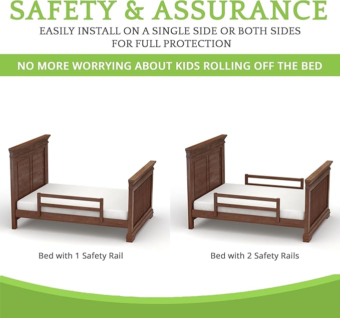 CC KITS Safety Guard Rail for Baby, Kids, and Children - Solid Wood Safety Bed Rail for Toddlers - Easy Installation - Premium Protection for Bunk, Twin, Full, Queen and King Size Beds - (Brown/Pecan)