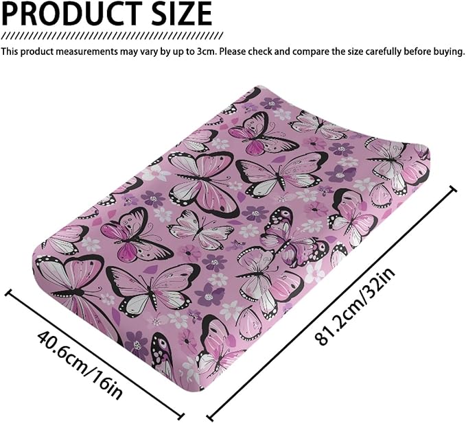 Changing Pad Covers for Boys Girls, Butterfly Diaper Changing Table Pad Cover Soft Breathable Changing Mat Cover for 32''x16 Cute Birthday Gifts for Baby