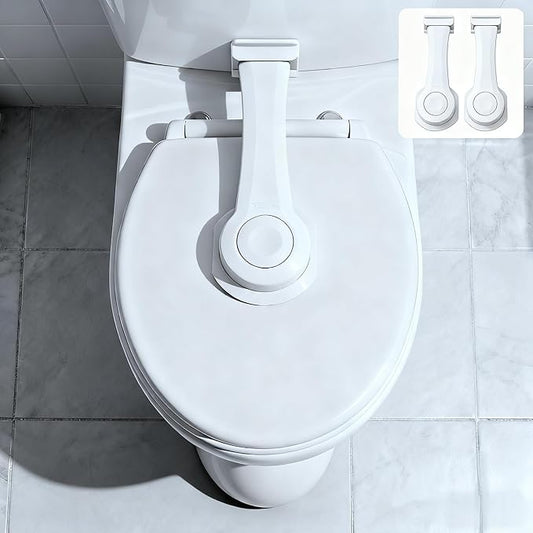 Toilet Locks Baby Proof 2 Pack - Child Safety Toilet Seat Lock for Toddlers, 3M Adhesive No Drilling, Easy Adult Use, Universal Fit