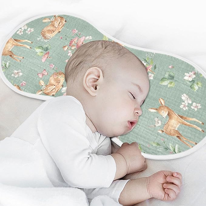Deer Bird Mushroom Butterfly Flower Muslin Burp Cloths for Baby 2 Pack 100% Cotton Baby Washcloths Bibs for Boy Girl