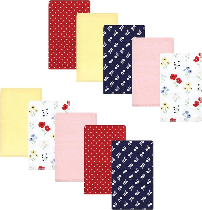 Luvable Friends Hudson Baby Flannel Burp Cloths 10pk, Woodland Bloom