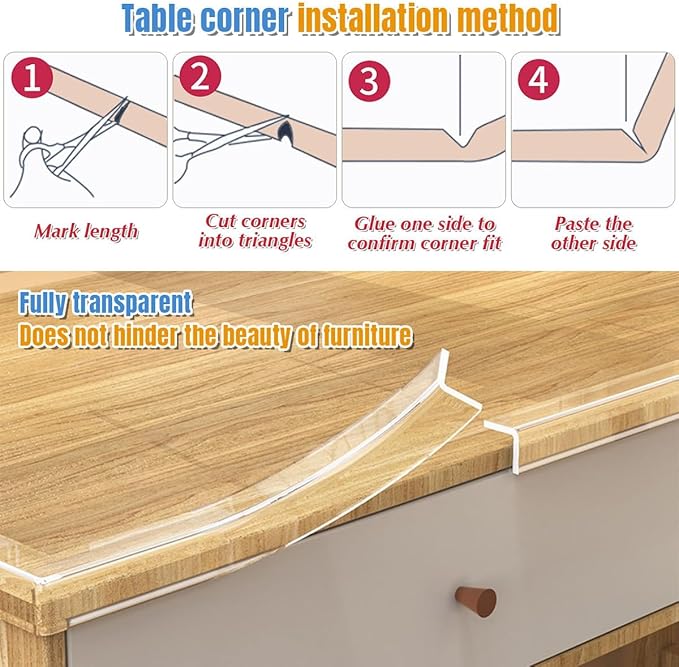 Baby Proofing Edge Protector-16.4ft Clear Soft Baby Corner Guards -Corner Protectors Child Safety Trim Bumpers for Door Frame Baseboard -Thickness 2mm
