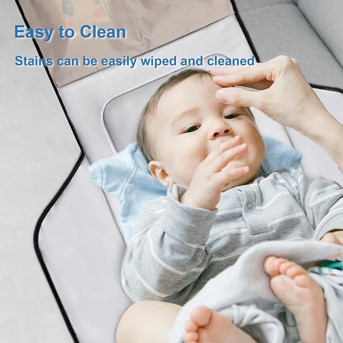 31" X 24.2" Extra Long Large Lightweight Toddler Diaper Changing Pad Travel, Cute Design 1-36 Month Infant Foldable Baby Changing Mat Wipeable, Changing Pad Portable for Station, Car, Stroller