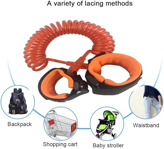 Baby Child Anti Lost Safety Wrist Link Harness Strap Rope Leash Walking Hand Belt for Toddlers, Kids(1.5m Orange)
