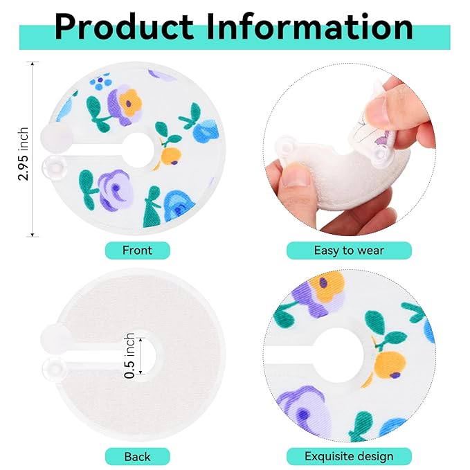 36 Packs G Tube Button Covers Feeding Tube Supplies G Tube Accessories Nursing Pads Reusable G Tube Button Pad for Kid Breastfeeding Stay Dry 3 Inch (Pattern)