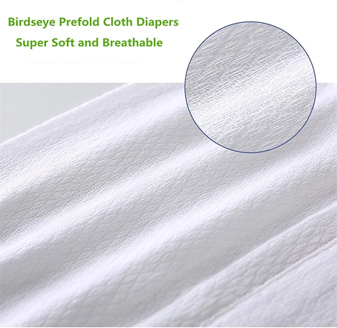 Prefold Cloth Diapers, Fasoar 3 Ply Baby Washable Cotton Diapers Covers for Babies to Toddlers Multi-Use (10-35 lbs) Count(12)