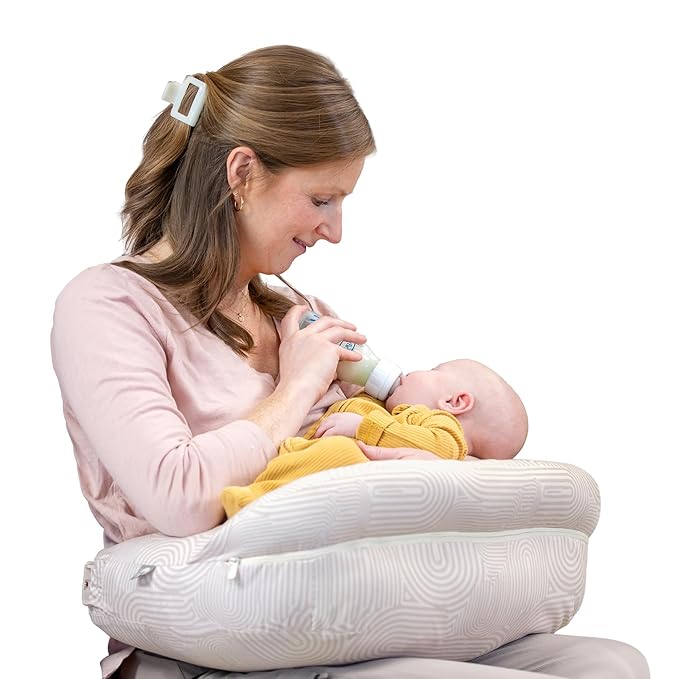 Boppy Complete Nursing Pillow, Breastfeeding & Bottle Feeding Ergonomic Feeding Pillow with Removable Belt, CloseComfort No-Gap Design, Full-Length Positioning Bolster, Washable Cover-Oat Retro Arches