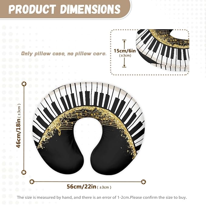 Forchrinse White Music Piano Nursing Pillow Cover for Baby Boys Girls,Soft Breastfeeding Pillow Cover Infant Feeding Cushion Cover Washable