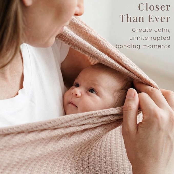 Konssy Nursing Cover for Breastfeeding, Soft & Breathable Privacy Poncho, Multi-Use Feeding Shawl, Comfortable & Portable Breastfeeding Cover for Women (Camel)