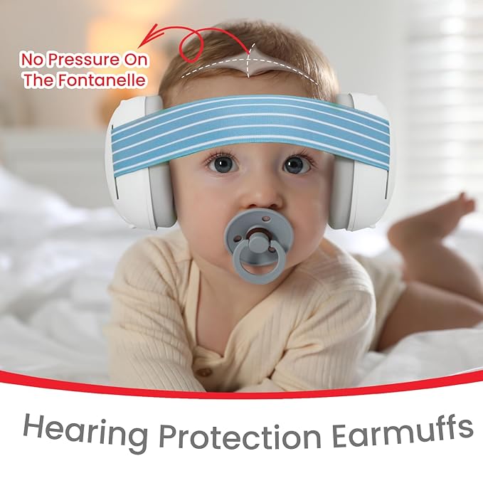 Baby Ear Protection for Babies and Toddlers up to 36 Months - Noise Reduction Earmuffs - Comfortable Baby Headphones Against Hearing Damage & Improves Sleep - Blue