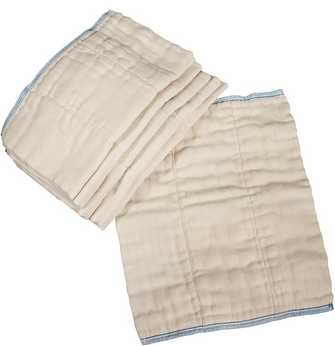 OsoCozy Unbleached Prefold Cloth Diapers 100% Cotton, Durable, Soft, Absorbent, Sustainable & Economical - dims, Fits size range. - (Size)