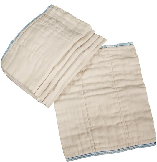 OsoCozy Unbleached Prefold Cloth Diapers 100% Cotton, Durable, Soft, Absorbent, Sustainable & Economical - dims, Fits size range. - (Size)
