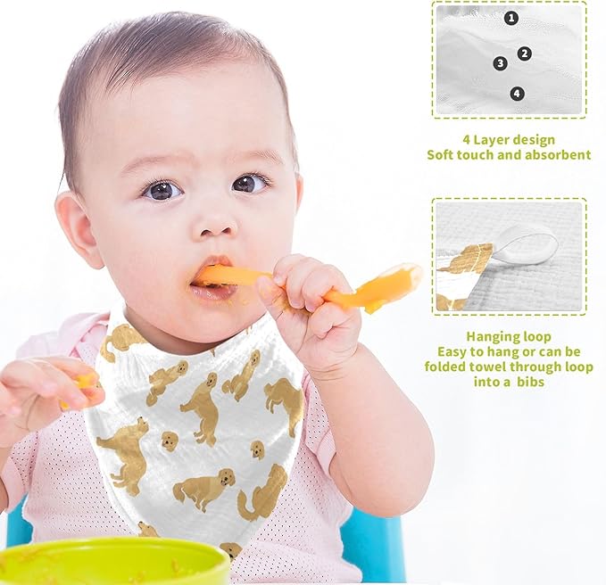 vvfelixl Baby Cotton Washcloths Golden Retriever Dogs Infants Bath Towel for Unisex Goldies Puppy Face Towels for Newborn, Natural Baby Wipes Delicate Skin, 11.8 X 11.8 inch, one sizex5