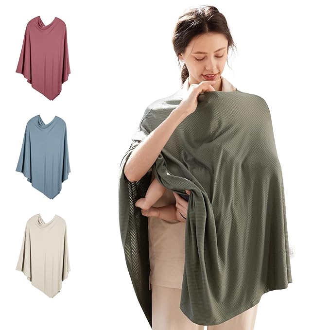 BubblePanda Rayon Made from Bamboo Nursing Cover for Baby Breastfeeding,360° Full Privacy Soft & Breathable Breastfeeding Covers Up for Women,Machine Washable Nursing Shawl,Stretchy Carseat Cover