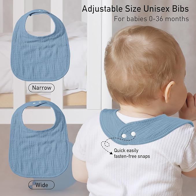 GLLQUEN BABY Muslin Drool Bibs for Boys Girls 6 Pack, Adjustable Baby Bibs for Drooling and Teething, Soft Cotton Baby Bandana Bib for Newborn Feeding Essentials (Ocean Whimsy)