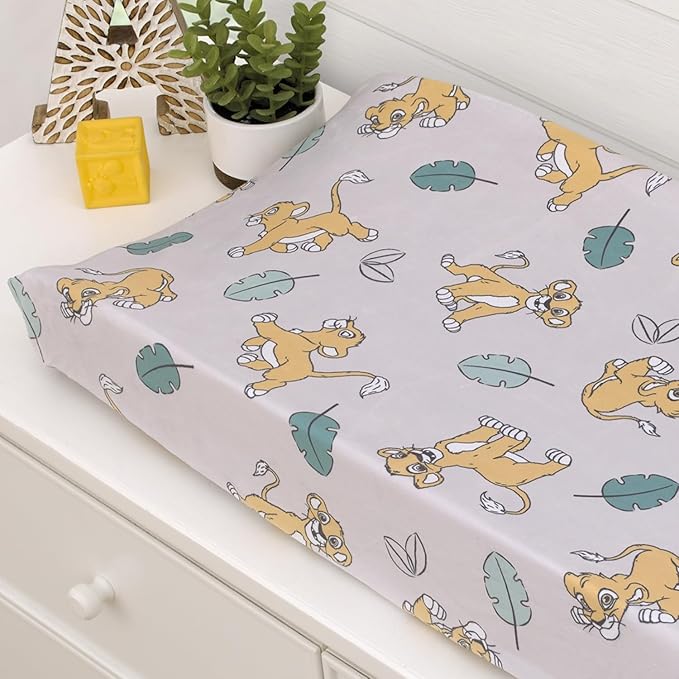 Disney Lion King Ivory, Teal, Sage and Gold Simba Future King Super Soft Changing Pad Cover