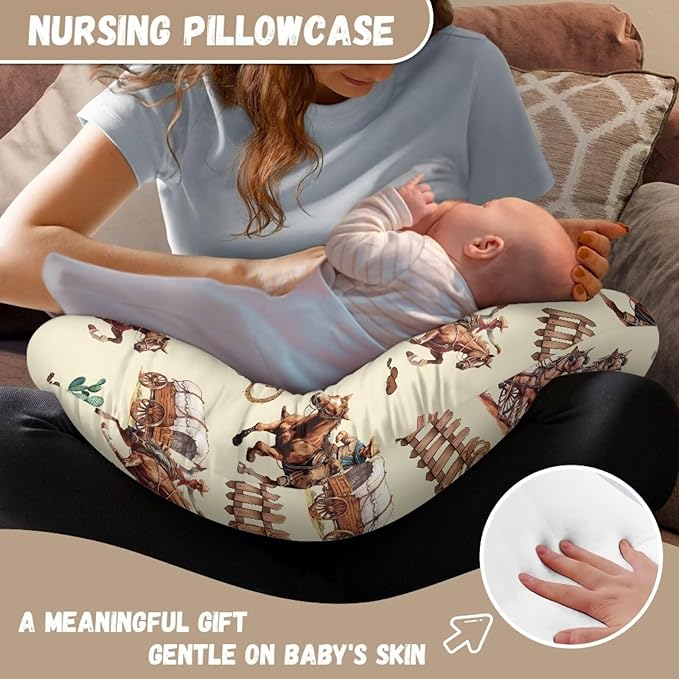 Horse Baby Nursing Pillow Cover Stretchy Breathable Breastfeeding Pillow Cover Neutral Pillow Cover for Infant Snug Fit Standard Nursing Pillows