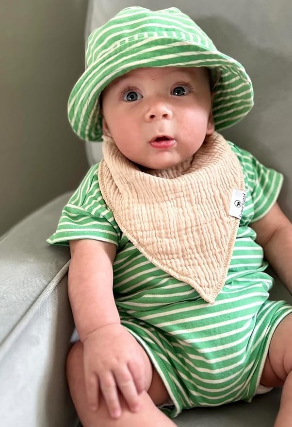 DiaperSquad's 100% Organic Cotton Baby Drool Bibs, Super Absorbent & Adjustable Baby Bibs for Drooling and Teething