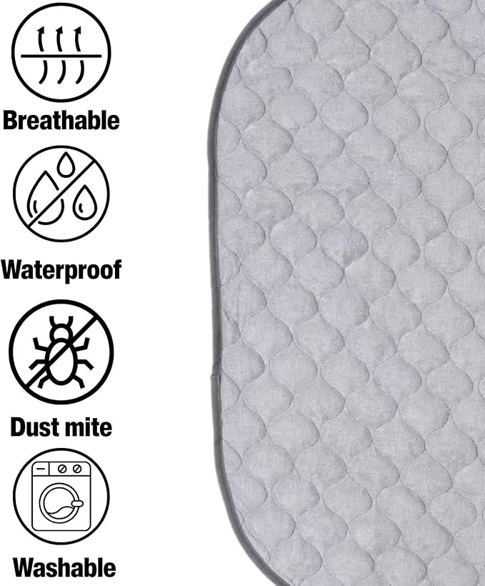 PandaEar 3 Pack Waterproof Changing Pad Liners, Quilted Absorbent Bassinet Liners, Ultra Soft Reusable Portable Changing Table Pad Protection, Machine Washable (Grey 14” x 26”)