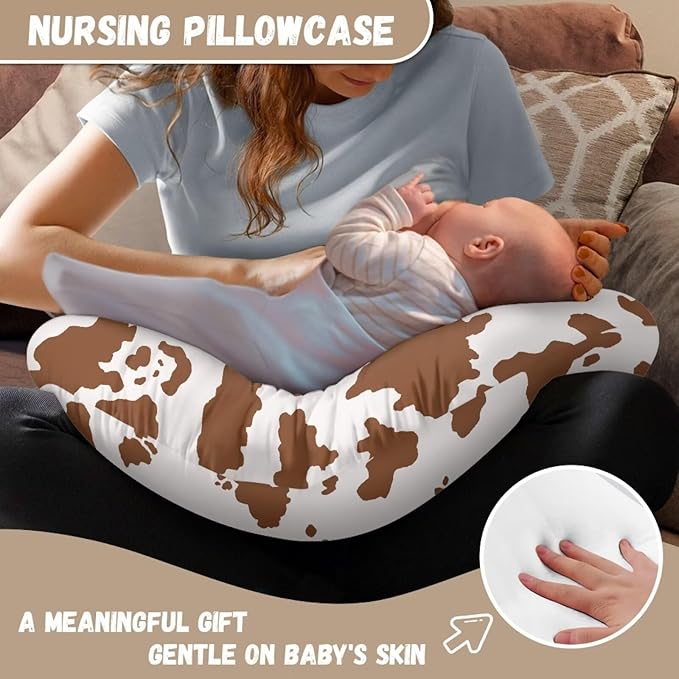 Cowhide Nursing Pillowcase Nursing Pillow Cover Cuddle Pillow Slipcover Detachable Nursing Pillow Protective Cas Baby Feeding Stain Resistant and Scratch Resistant