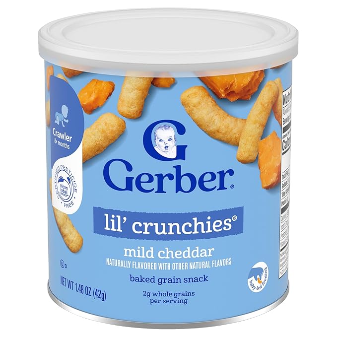 Gerber Lil Crunchies Variety Pack, 2 Garden Tomato, 2 Apple Sweet Potato, 2 Mild Cheddar, 1.48 OZ each (6 CT)