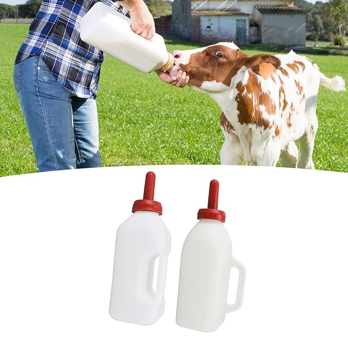 2L Calf Nursing Bottle, Milk Feeder Nursing Feeding Bottle Thicken Leakproof Silicone Calf Bottles with Handle Livestock Supplie for Farm Pasture(Horizontal Milk Pot)