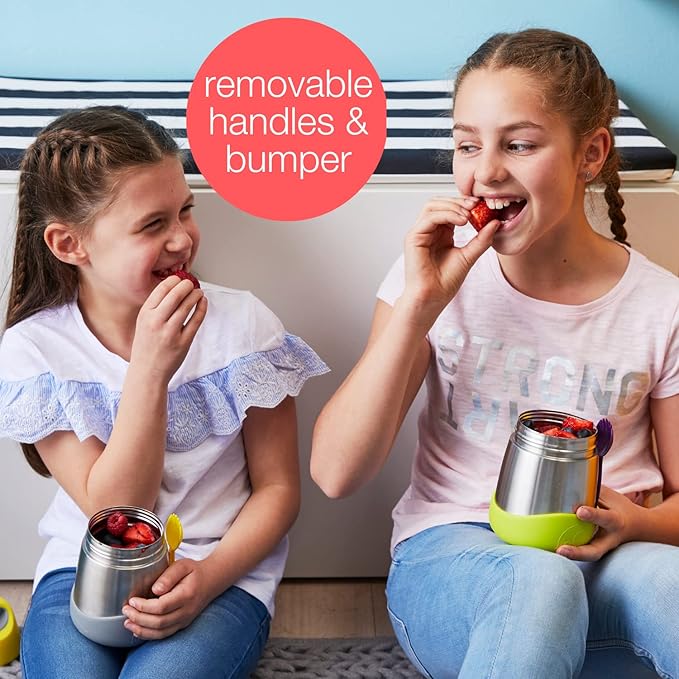 b.Box Insulated Food Jar with Spork for Toddlers | Easy Open Container for Toddlers | Stainless Steel, 5hrs + of Perfect temperatures | Dishwasher Safe, BPA Free (Lemon Sherbet, 11 oz)
