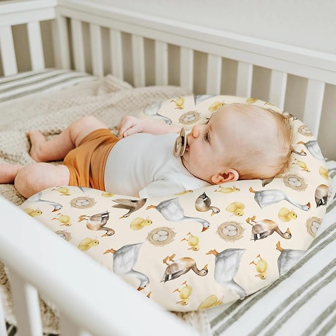 Watercolor Farm Birds Ducks Baby Nursing Pillow Covers for Boy Girl Cute Farm Animals Nursing Slipcovers for Breastfeeding Pillows Farmhouse Duckling Soft Stretchy Removable Cover for Newborn Infant