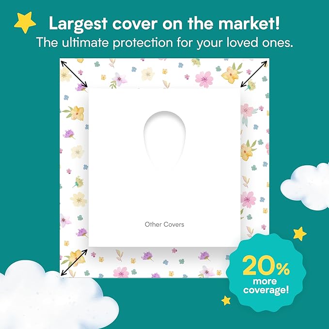 Eli with Love 20 Pack Extra Large Disposable Toilet Seat Cover (Floral) – Toddler Toilet Covers for Full Coverage On Toilet or Potty – Ideal Travel Toilet Seat Covers for Kids and Adults